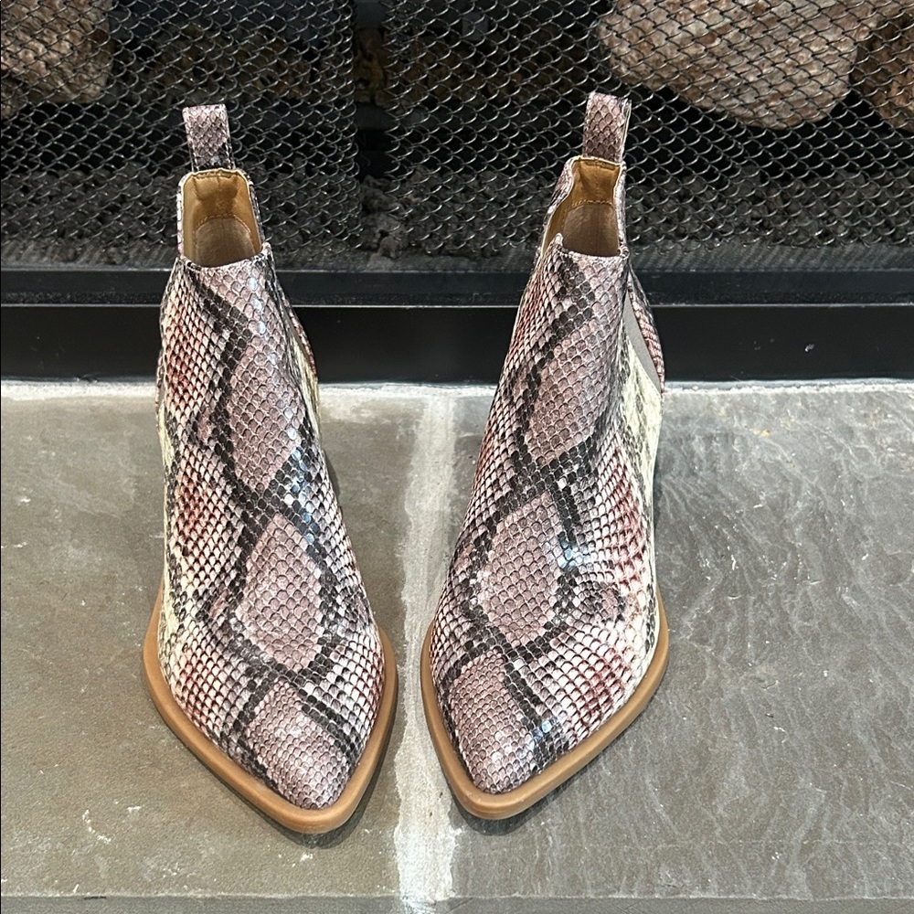 Dolce Vita Snakeskin Pattern Ankle Booties - Man Made 7M